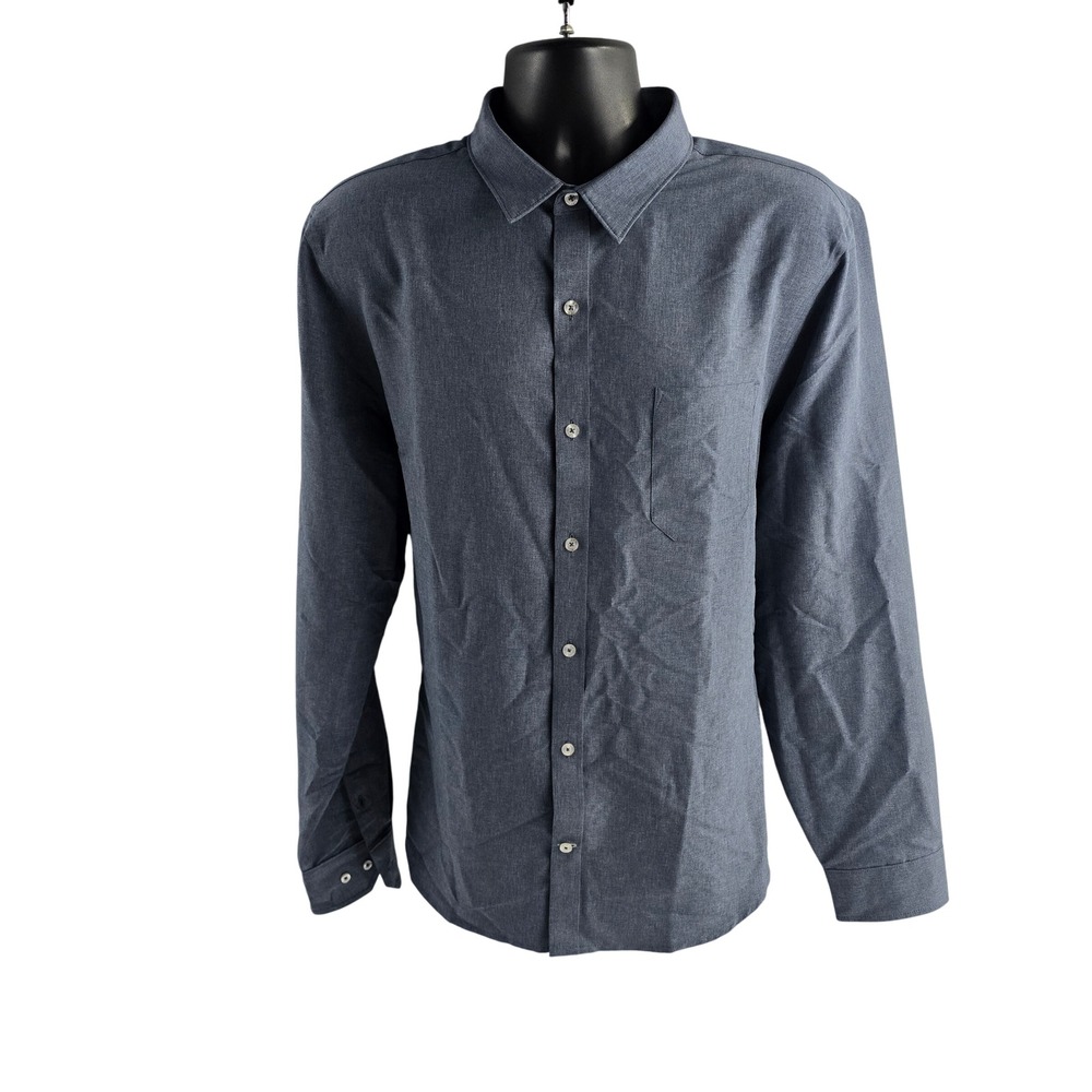 Mack Weldon Men's X Large Blue Long Sleeve Button Down Shirt Seawool Blend